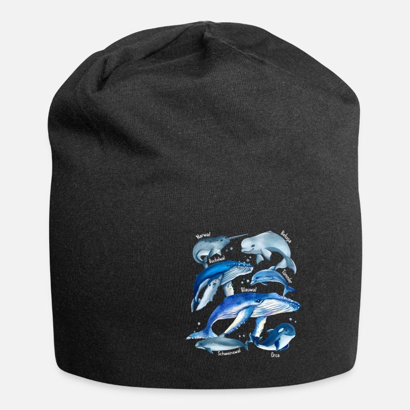 Espèces de baleines Diverses baleines Baleines Bleues Orca Narwal Bel - Bonnet en jersey - noir