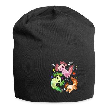 Axolotl Space Kawaii Weltraum Rakete Astronaut Pla - Jersey-Beanie - Schwarz - Vorne