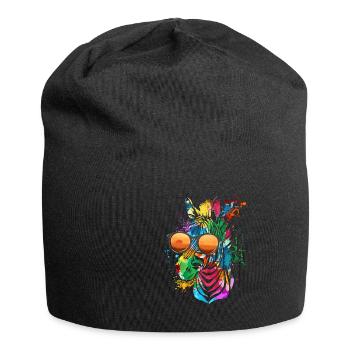 Cooles Buntes Zebra Mit Sonnenbrille Safari Bunt A - Jersey-Beanie - Schwarz - Vorne