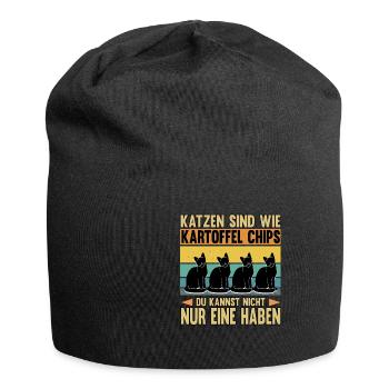Katze Kätzchen Lustige Sprüche Haustier Geschenk - Jersey-Beanie - Schwarz - Vorne