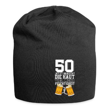 50. Geburtstag Bierglas Bier - Jersey-Beanie - Schwarz - Vorne