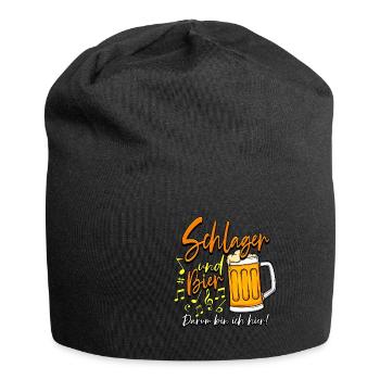 Schlagerparty Schlager und Bier darum bin ich hier - Jersey-Beanie - Schwarz - Vorne