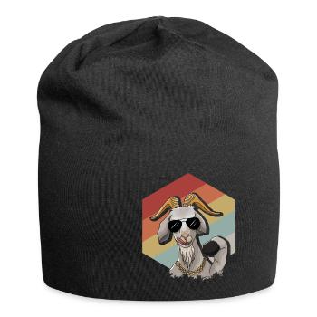 Chèvre rétro cool avec lunettes de soleil - Bonnet en jersey - noir - Devant