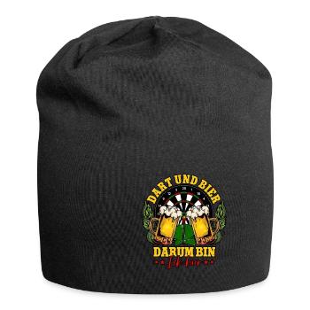 Dart Und Bier Darum Bin Ich Hier Darts Dartspieler - Jersey-Beanie - Schwarz - Vorne
