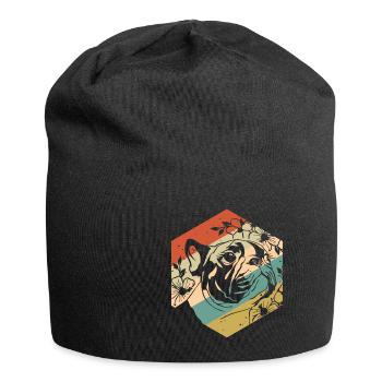 Retro Vintage Blumen Mops - Jersey-Beanie - Schwarz - Vorne
