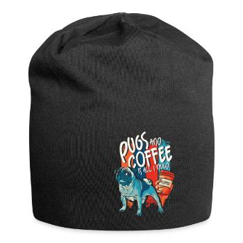 Funny Pug Dog Head Dog - Jersey Beanie - black - Front