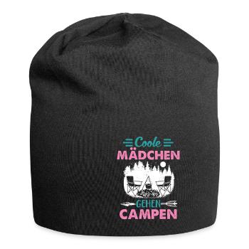 Coole Mädchen Gehen Campen Camper Zelten Camping - Jersey-Beanie - Schwarz - Vorne