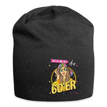 Kind der 60er Jahre Frau Kostüm - Jersey-Beanie - Schwarz - Vorne