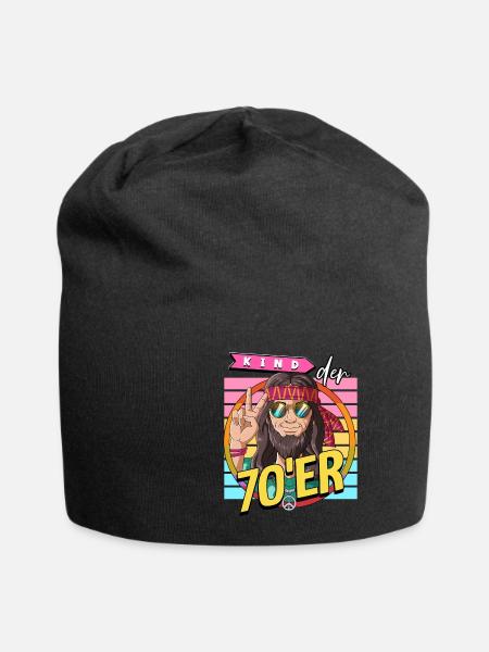 Kind der 70er Jahre Mann Kostüm - Jersey-Beanie - Schwarz