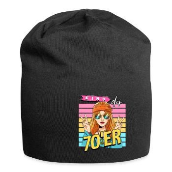 Kind der 70er Jahre Frau Kostüm - Jersey-Beanie - Schwarz - Vorne