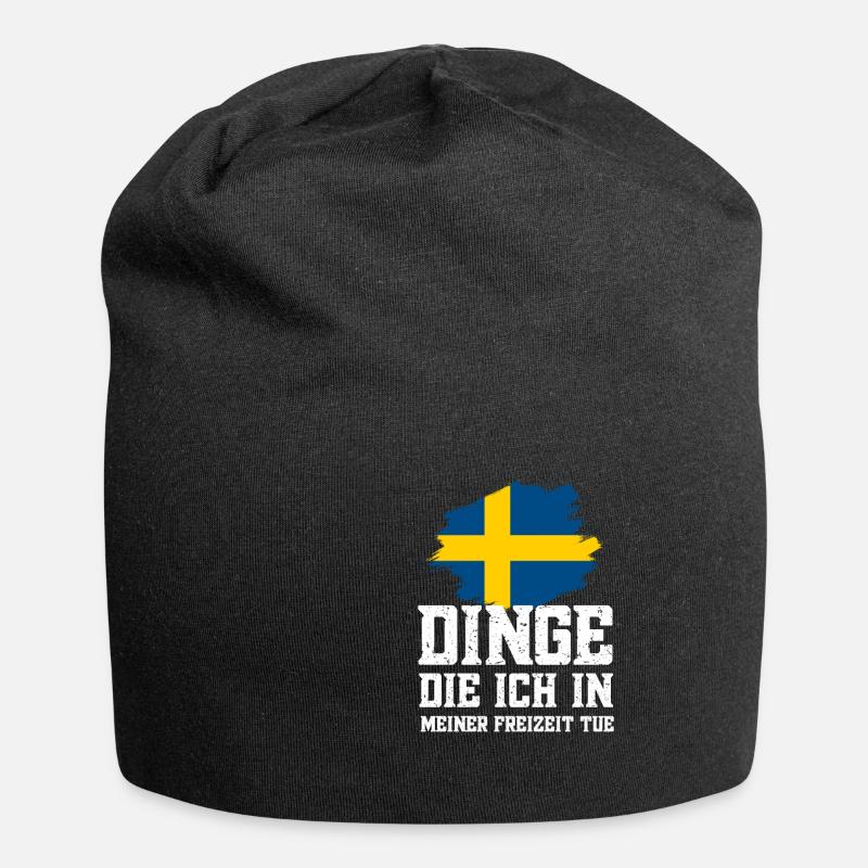 Dinge in Freizeit Schweden Flagge Urlaub Geschenk - Jersey-Beanie - Schwarz
