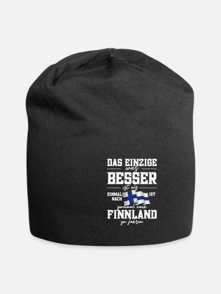 Zweimal nach Finnland Flagge Urlaub Geschenk - Jersey-Beanie - Schwarz