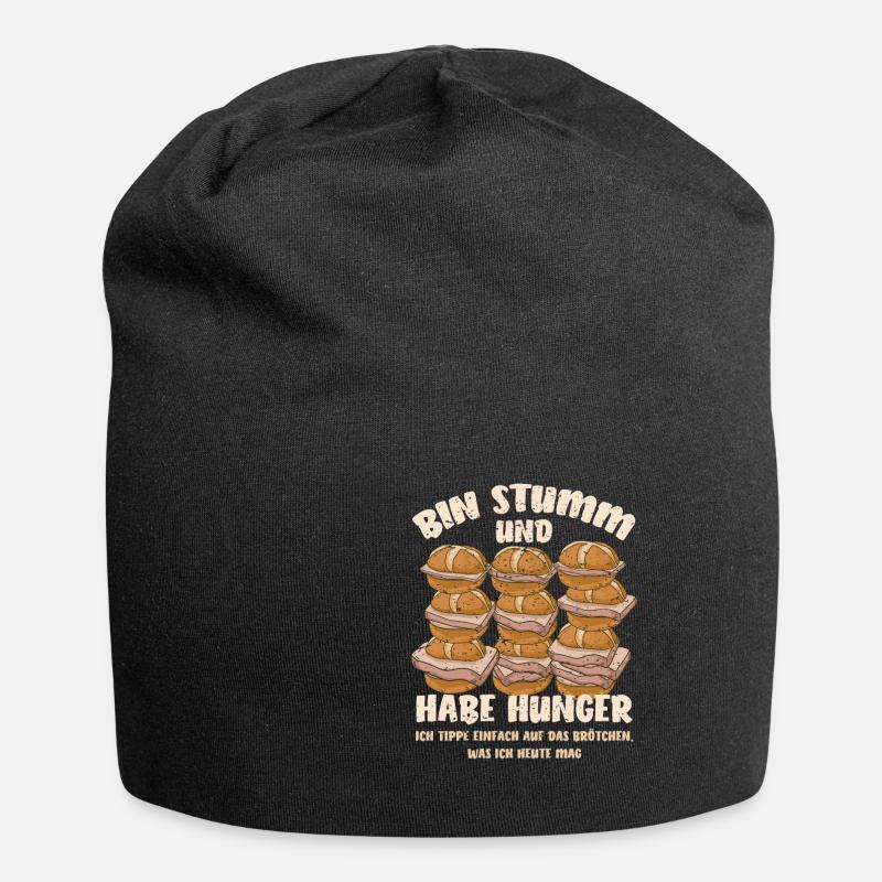 Bin stumm und habe Hunger Leberkäse Sprachhilfe - Jersey-Beanie - Schwarz