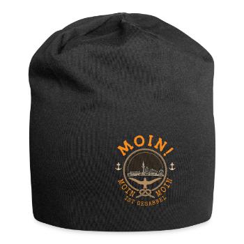 Moin Moin ist gesabbel Hamburg Skyline Seemann - Jersey-Beanie - Schwarz - Vorne