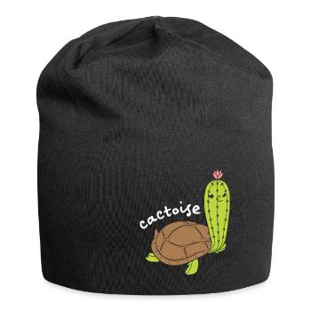 Cactoise Cactus Turtle Funny Animal Puns - Jersey Beanie - black - Front