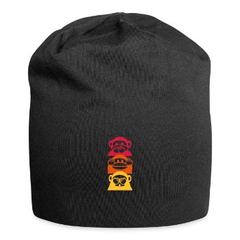 farbige Affen - Jersey-Beanie - Schwarz - Vorne