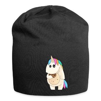Einhorn Cookie essen süß mollig Geschenk - Jersey-Beanie - Schwarz - Vorne