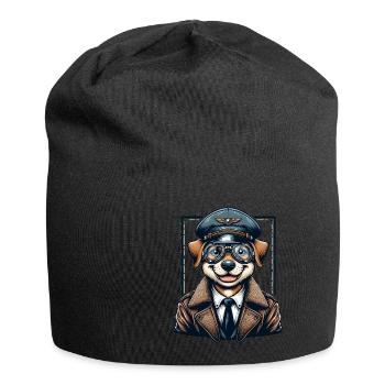 Cute Dog Pilot - Jersey Beanie - black - Front