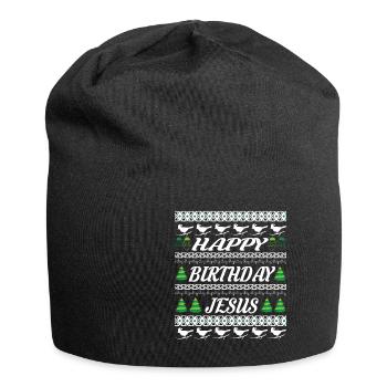 Christmas Weihnachten - Jersey-Beanie - Schwarz - Vorne