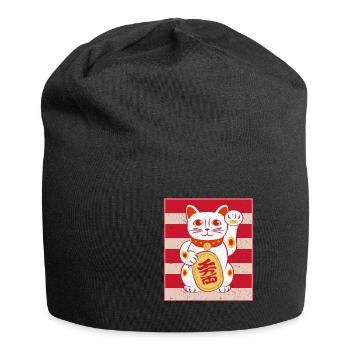 asia china japanische winkekatze - Jersey-Beanie - Schwarz - Vorne