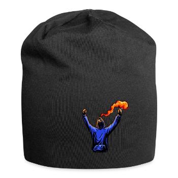 Football ultra with pyrotechnics - Jersey Beanie - black - Front