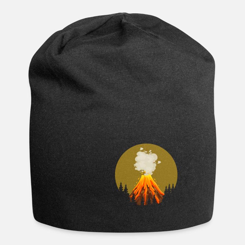 Cooles Vulkan Design - Jersey-Beanie - Schwarz