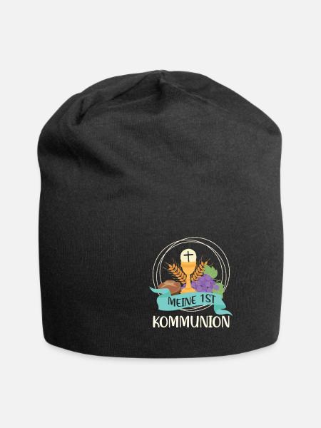 Kommunion - Jersey-Beanie - Schwarz