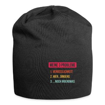 Meine drei Probleme Vergesslichkeit - Jersey-Beanie - Schwarz - Vorne