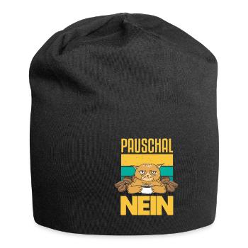 Pauschal Nein Katzen Morgenmuffel Spruch - Jersey-Beanie - Schwarz - Vorne