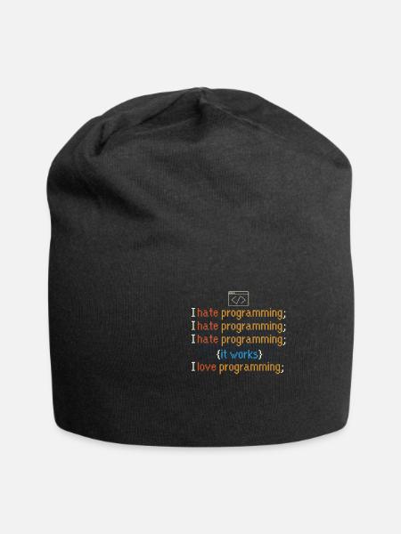 Lustiges I hate programming Spruch Motiv - Jersey-Beanie - Schwarz