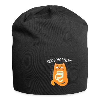 Lustiges Katzen guten Morgen Design - Jersey-Beanie - Schwarz - Vorne