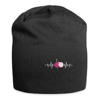 Lustiges Heartbeat Zwiebel Motiv - Jersey-Beanie - Schwarz - Vorne