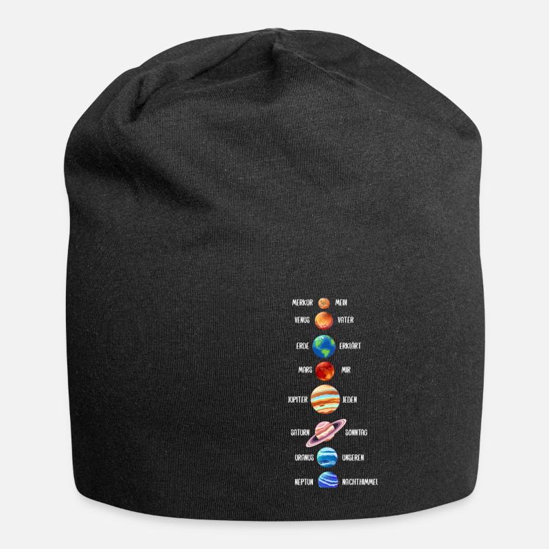 Sonnensystem Planeten Merksatz - Jersey-Beanie - Schwarz