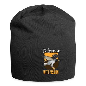 Falkner aus Leidenschaft Falken Design - Jersey-Beanie - Schwarz - Vorne