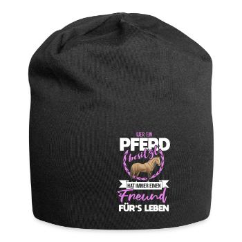 Süßes Pferde Pferdespruch Motiv - Jersey-Beanie - Schwarz - Vorne