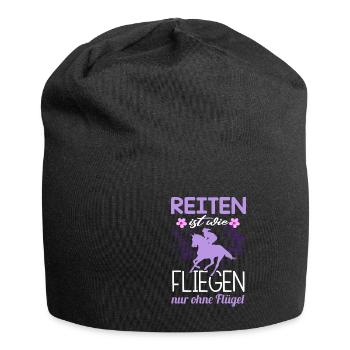 Süßes Pferde Pferdespruch Motiv - Jersey-Beanie - Schwarz - Vorne