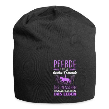 Süßes Pferde Pferdespruch Motiv - Jersey-Beanie - Schwarz - Vorne