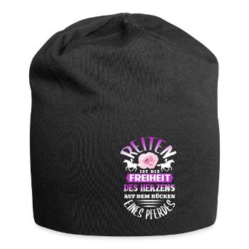 Süßes Pferde Pferdespruch Motiv - Jersey-Beanie - Schwarz - Vorne