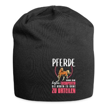 Süßes Pferde Pferdespruch Motiv - Jersey-Beanie - Schwarz - Vorne