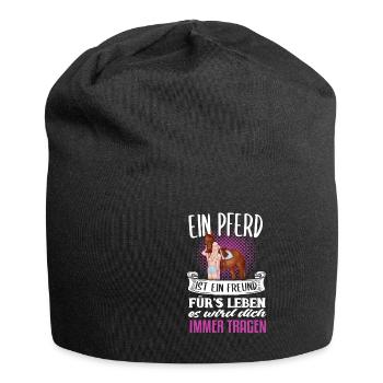 Süßes Pferde Pferdespruch Motiv - Jersey-Beanie - Schwarz - Vorne