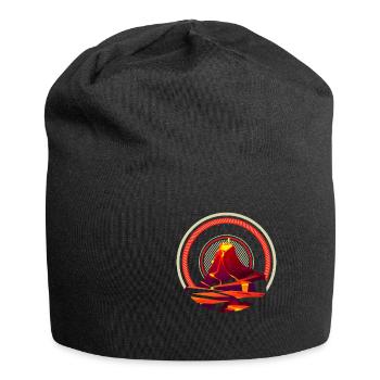 Vulkan Geologie Natur Illustration Motiv - Jersey-Beanie - Schwarz - Vorne