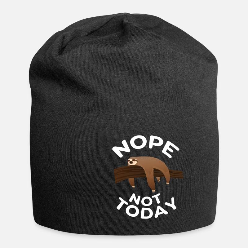 Nope Not Today - sloth - Jersey Beanie - black