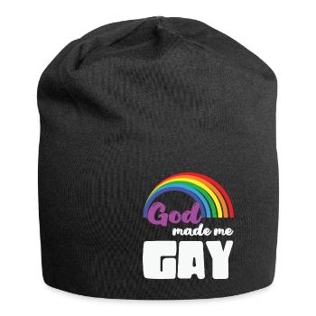 LBGT Flag Gay Pride Dieu humain m’a fait gay - Bonnet en jersey - noir - Devant