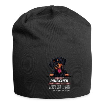 Ohne Pinscher ist alles doof - Jersey-Beanie - Schwarz - Vorne