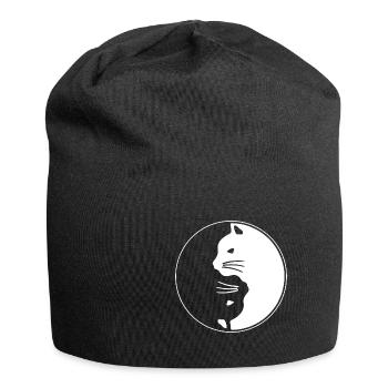 Yin und Yang Katzen - Jersey-Beanie - Schwarz - Vorne