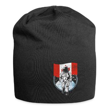 Astronaut mit Flagge von Kanada im Weltraum - Jersey-Beanie - Schwarz - Vorne