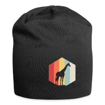 Giraffe long safari gift animal large neck - Jersey Beanie - black - Front