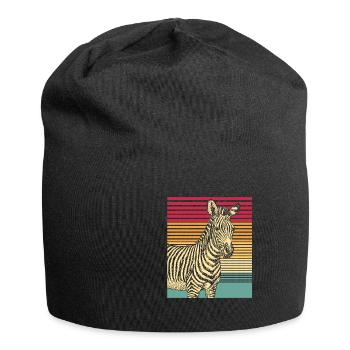 Zebra Retro Gift Animal Nature Safari Stripes. - Jersey Beanie - black - Front