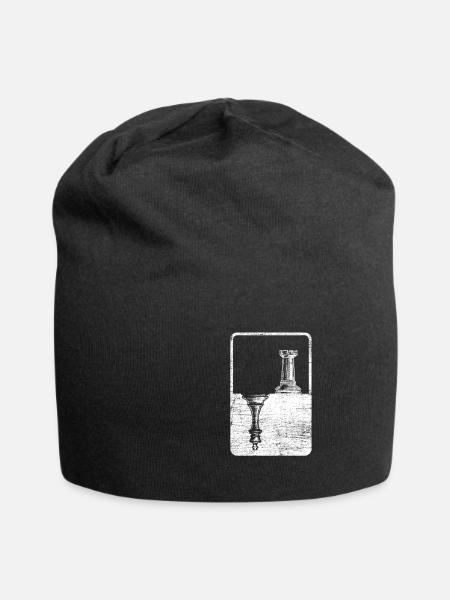 Turm König Schachfigur Schach Strategie Geschenk - Jersey-Beanie - Schwarz