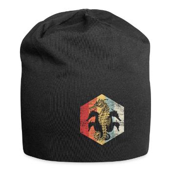 Seepferd Fisch Ozean Geschenk Tier - Jersey-Beanie - Schwarz - Vorne